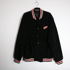 Vintage Spotlight Detroit Red Wings Hockey Suede Bomber Jacket Mens NHL Logo